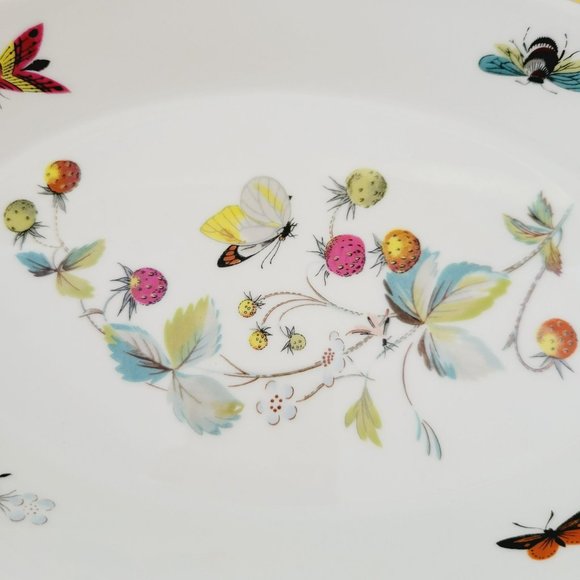 Royal Worcester Strawberry Fair Gold Trim Oval Baking Dish Size 9 Butterflies - Picture 15 of 15
